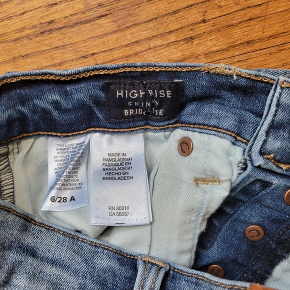 Lucky Brand High Waisted Raw Hem Skinny Jeans Size 28 - Picture 6 of 8